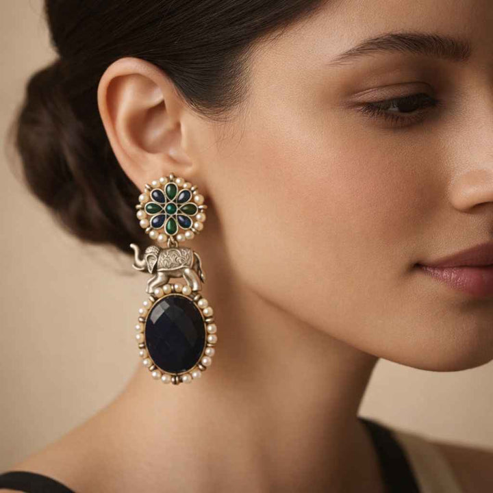 Blue Elephant Aasna Silver-Plated Earrings
