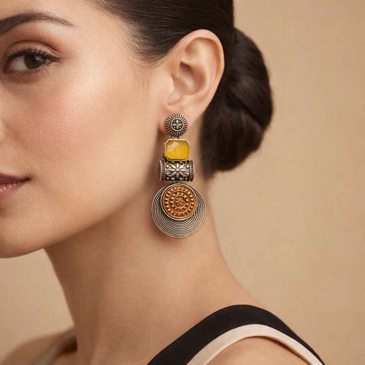 Yellow Aashtha Dual Tone Earrings