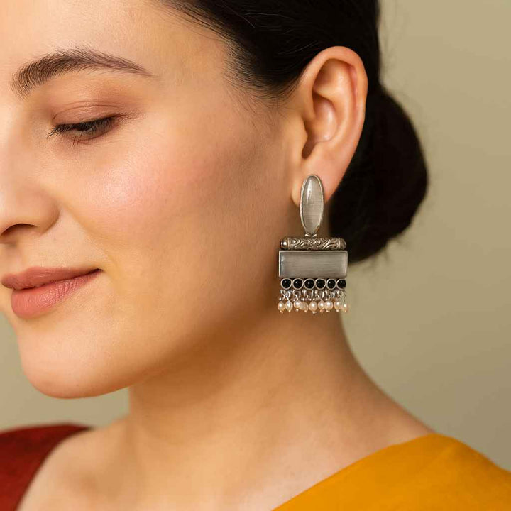 Elegant Lajvanti Silver Plated Pearl Earrings