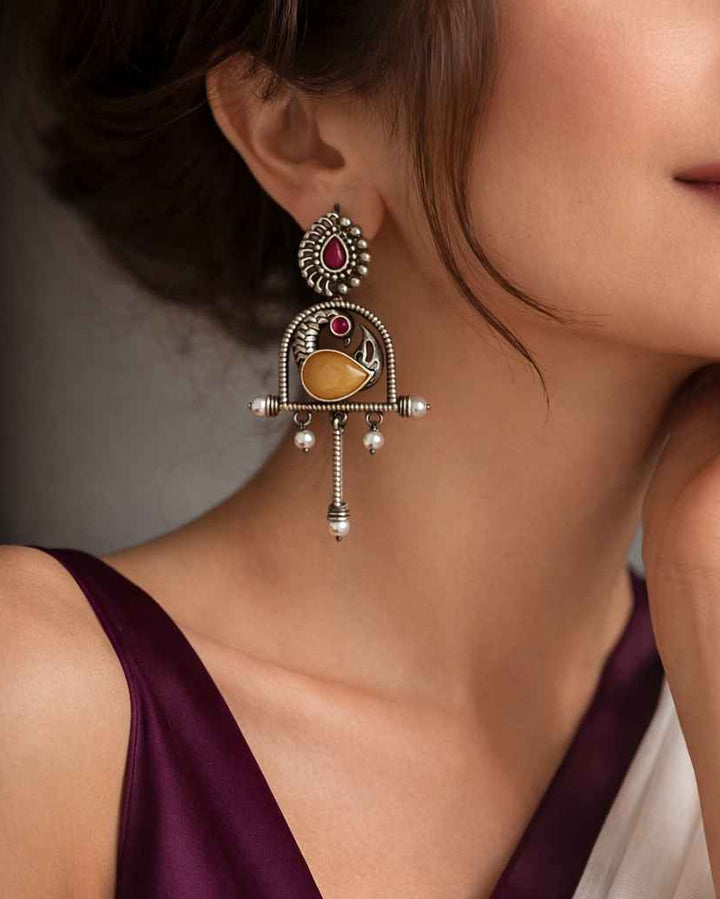 Aashni Silver Oxidised Earrings