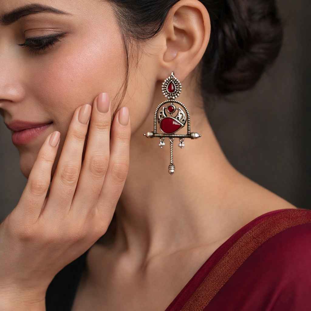 Aashni Silver Oxidised Earrings