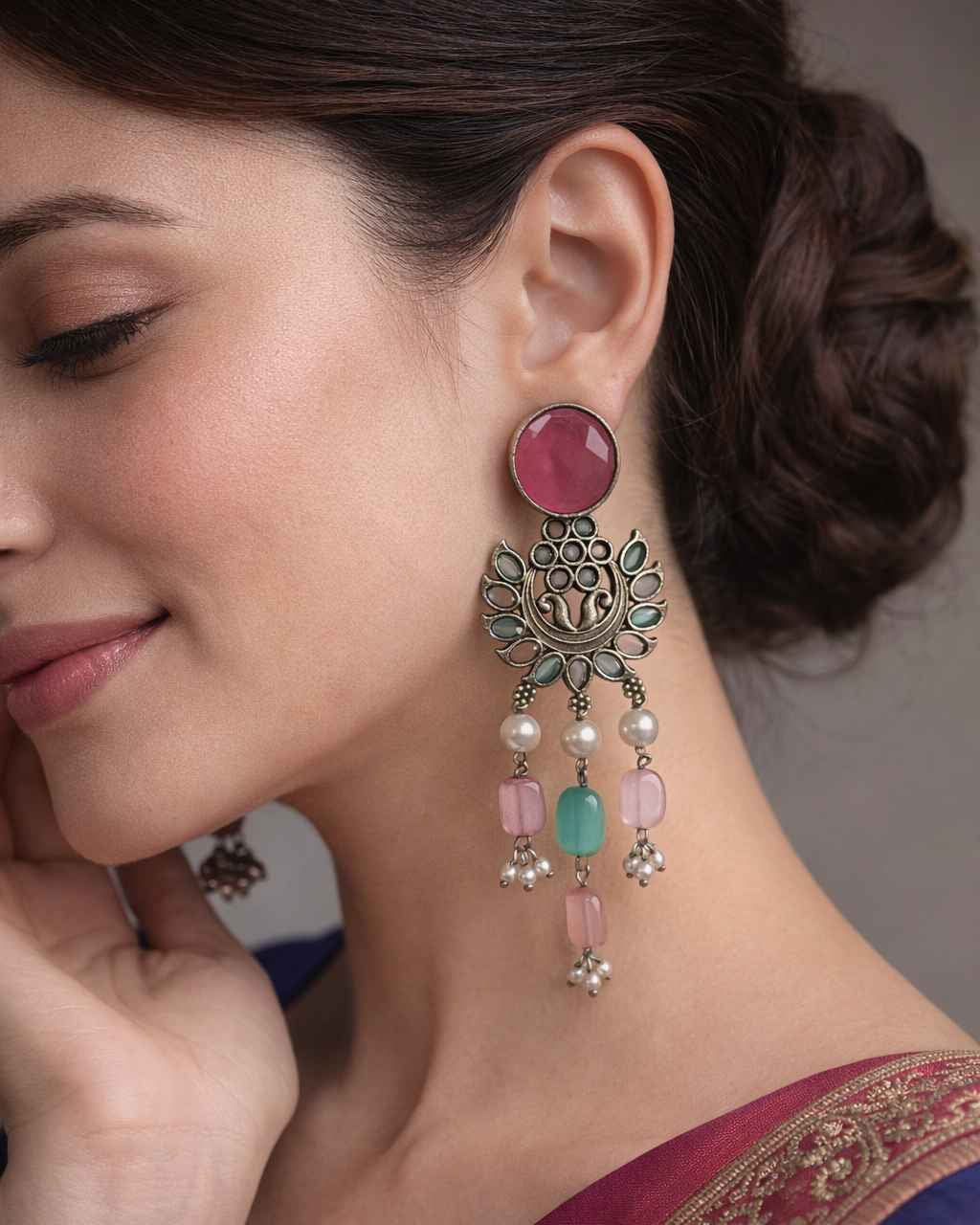 Elegant Ezrine Silver-Plated Dangler Earrings