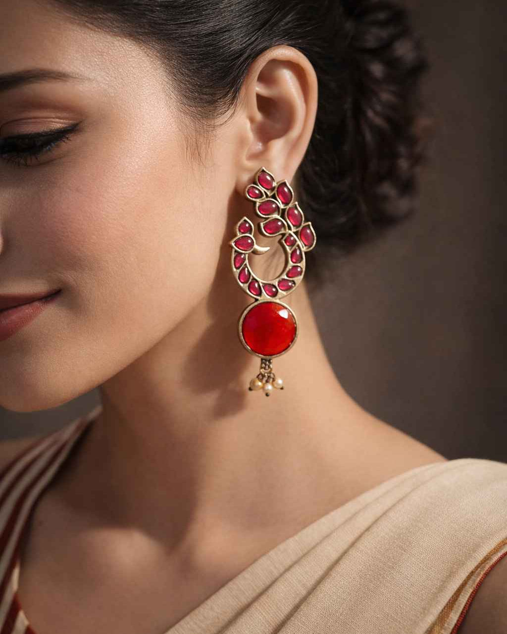 Elegant Indrayani Peacock Silver-Plated Earrings