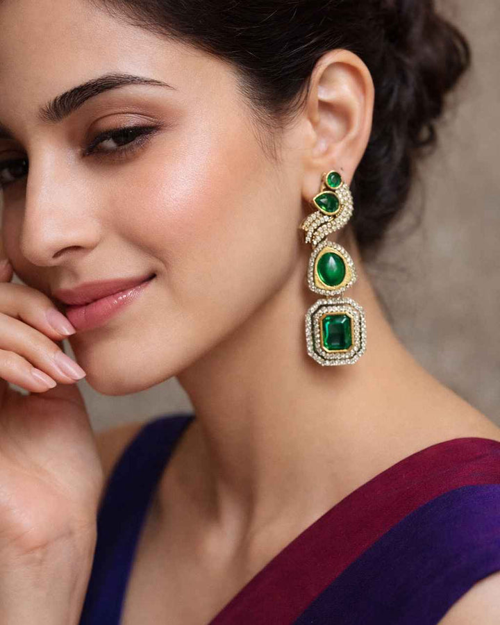 Elegant Ishka Dual Tone Zirconia Silver Plated Earrings