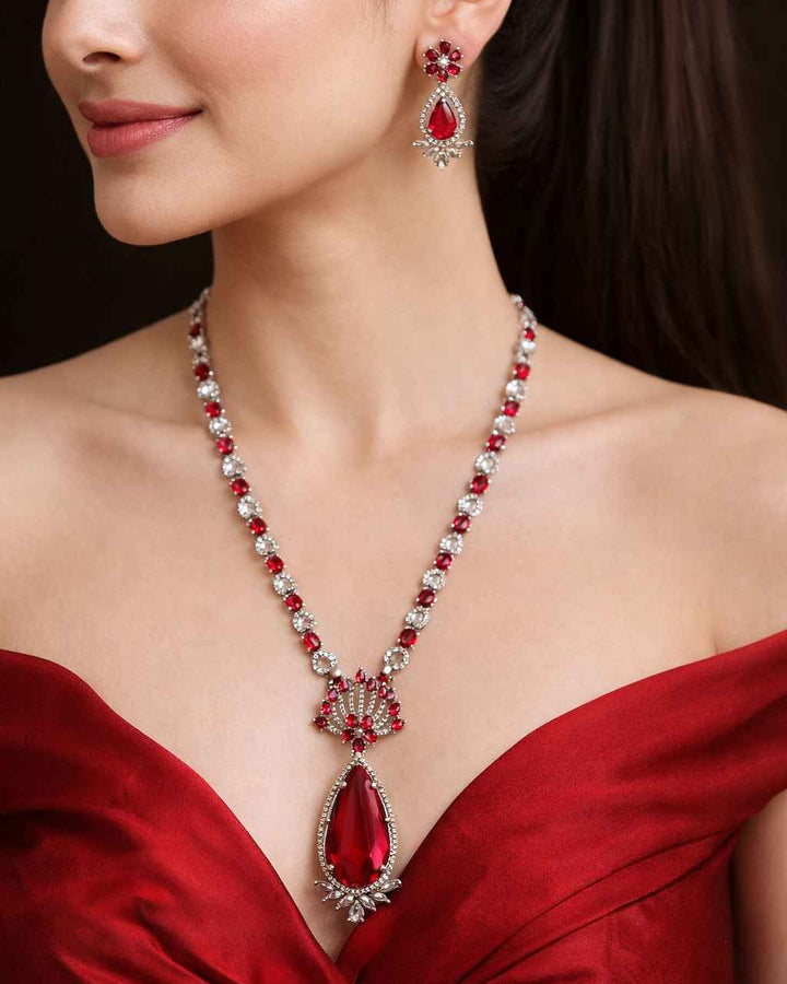 American Diamond Zirconia Layered Necklace Set Chloe