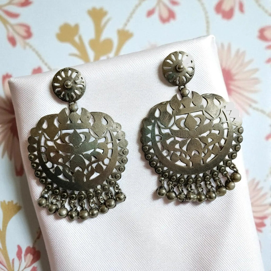  Elegant Prasanthi oxidised chandbali earrings — ideal for weddings, 