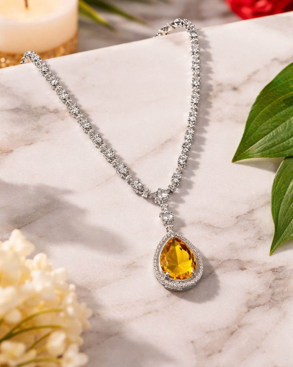 American Diamond Zirconia Layered Necklace Set Emily