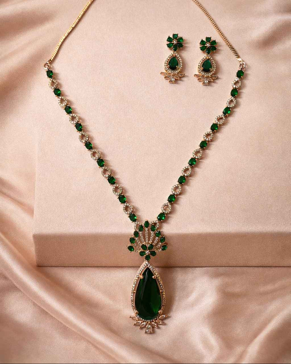 American Diamond Zirconia Layered Necklace Set Elizabeth