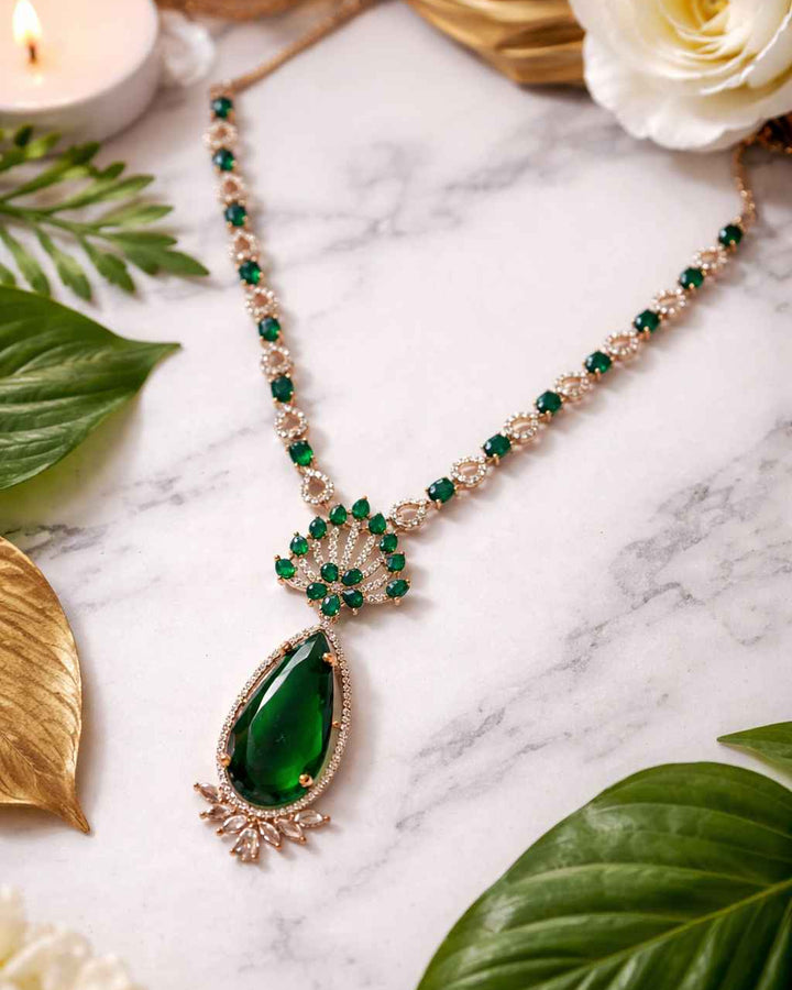 American Diamond Zirconia Layered Necklace Set Elizabeth