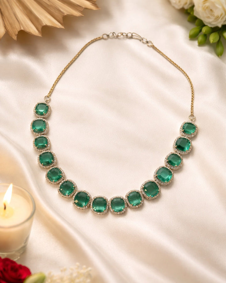 American Diamond Zirconia Layered Necklace Set Aria