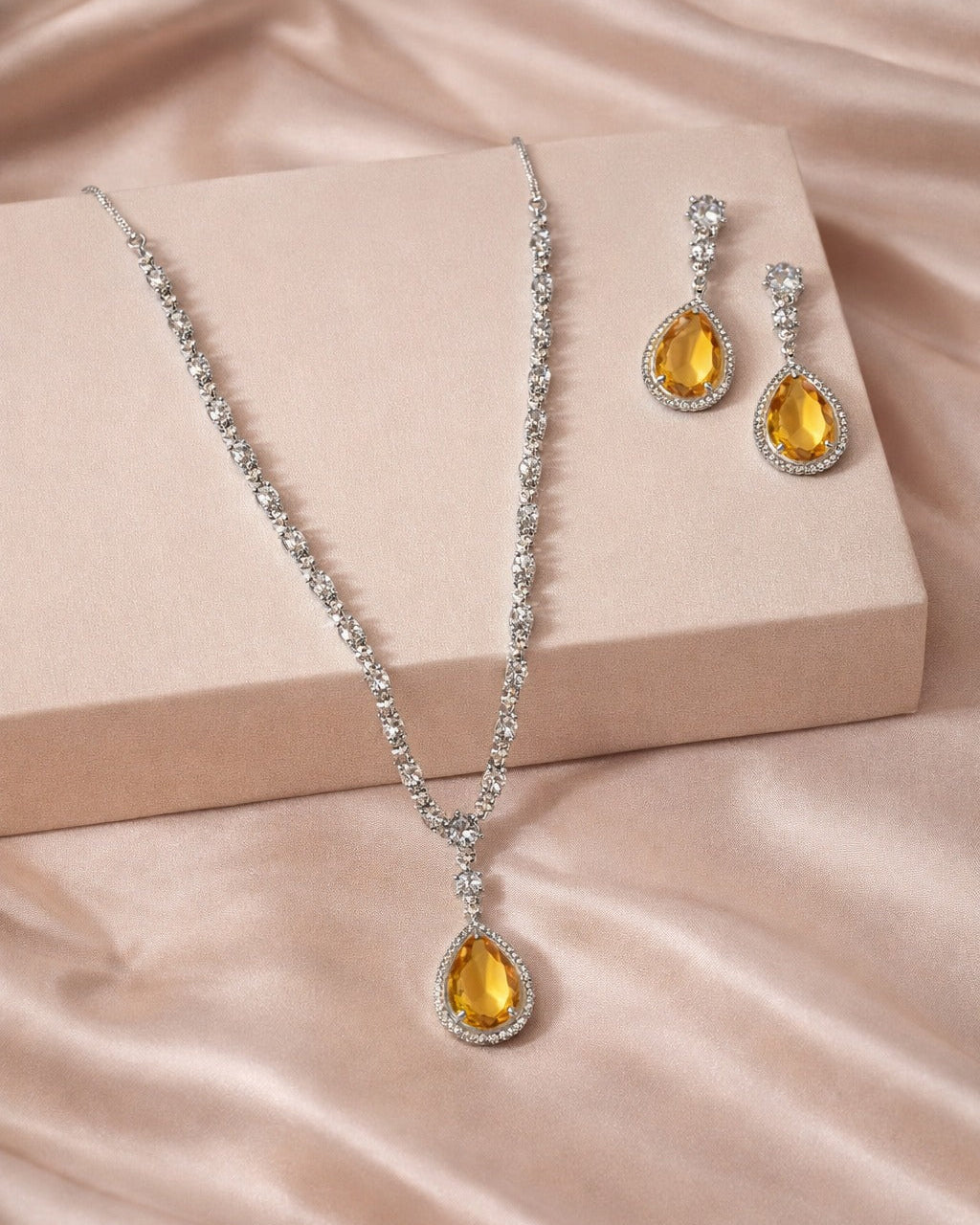 American Diamond Zirconia Layered Necklace Set Emily