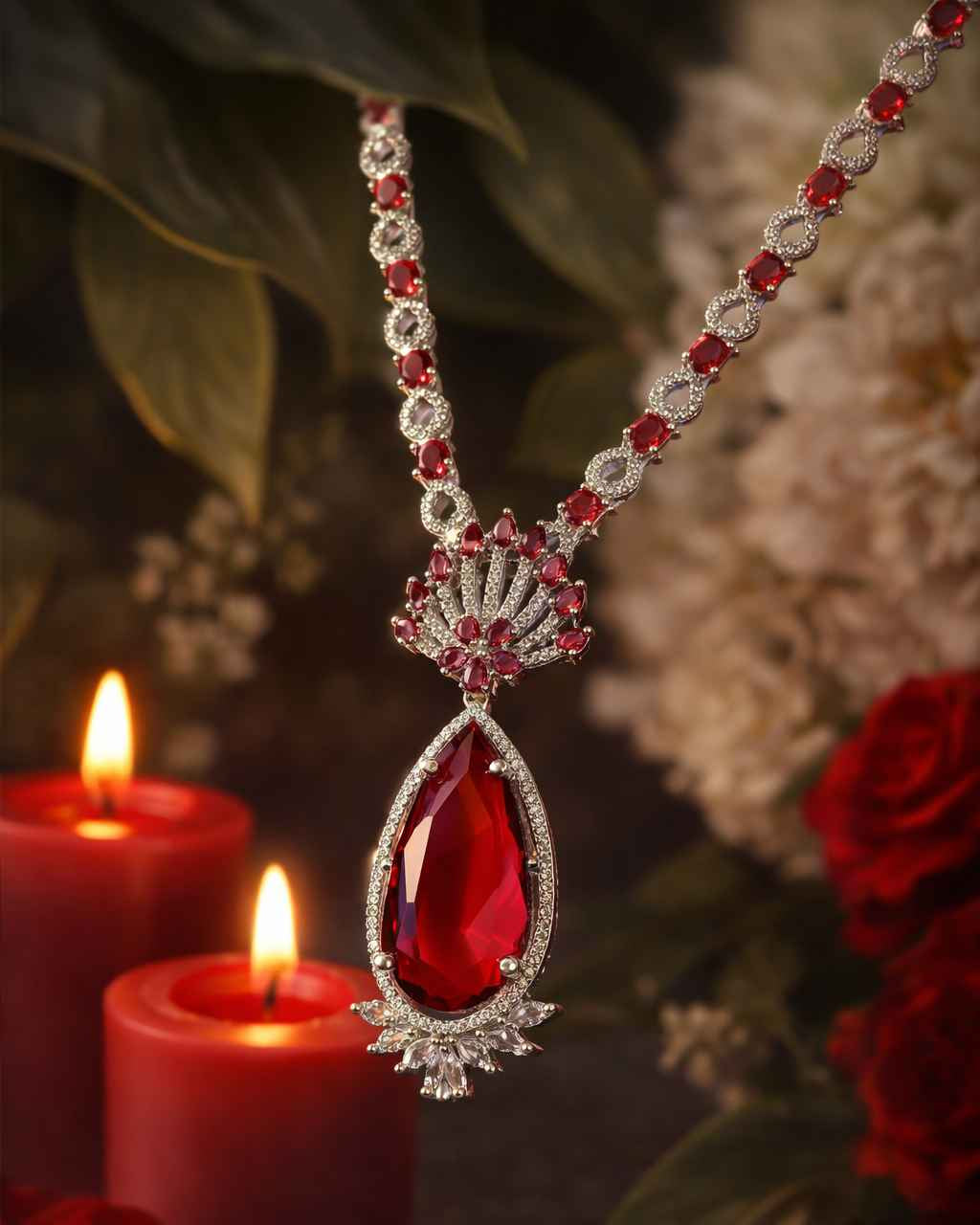 American Diamond Zirconia Layered Necklace Set Chloe