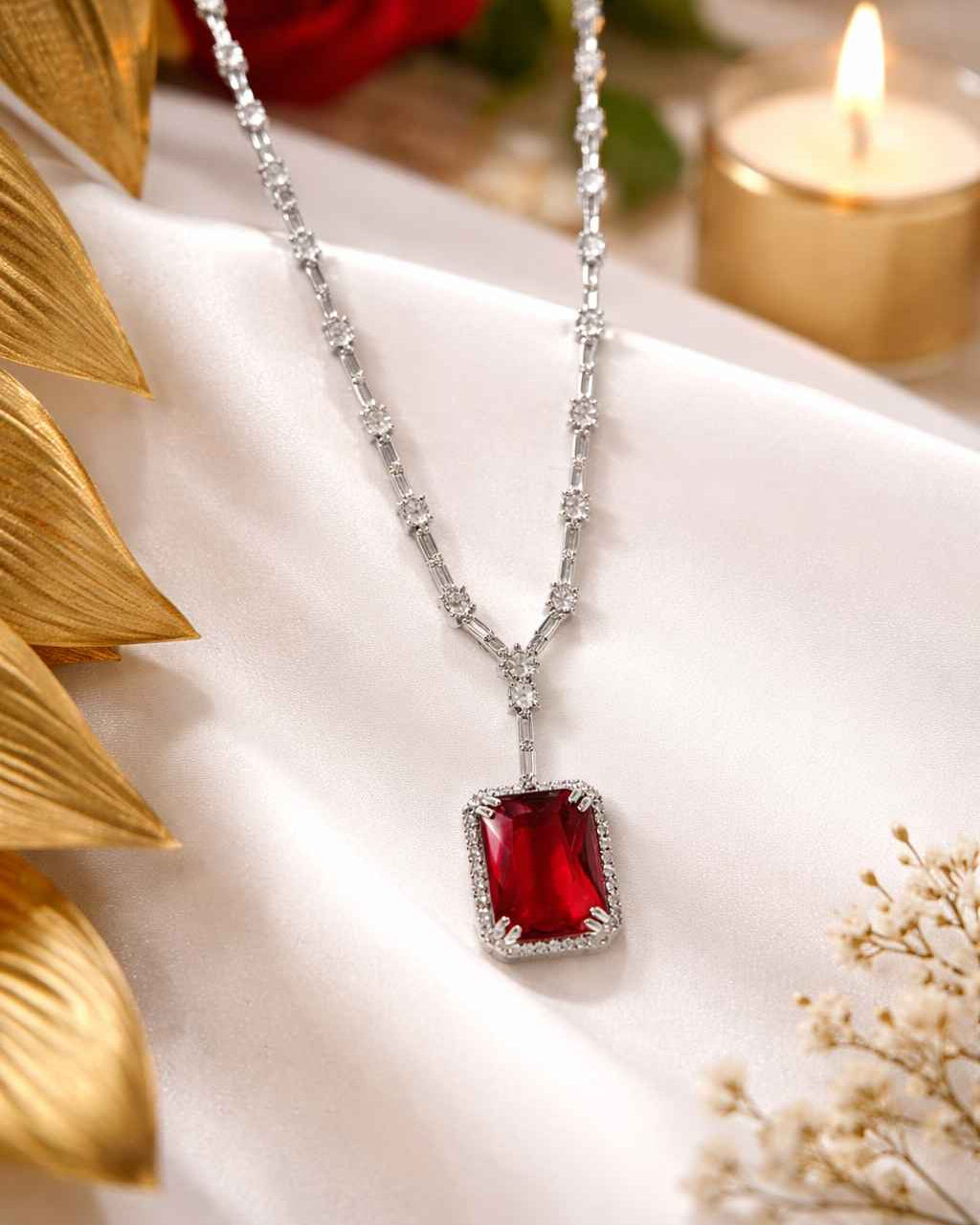 American Diamond Zirconia Layered Necklace Set Nora