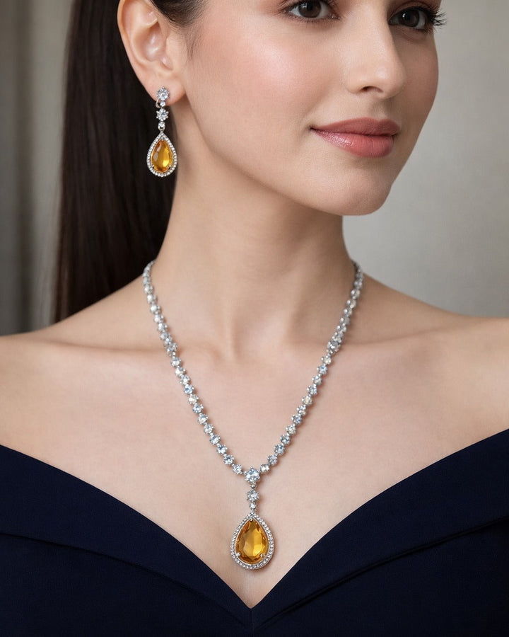 American Diamond Zirconia Layered Necklace Set Emily