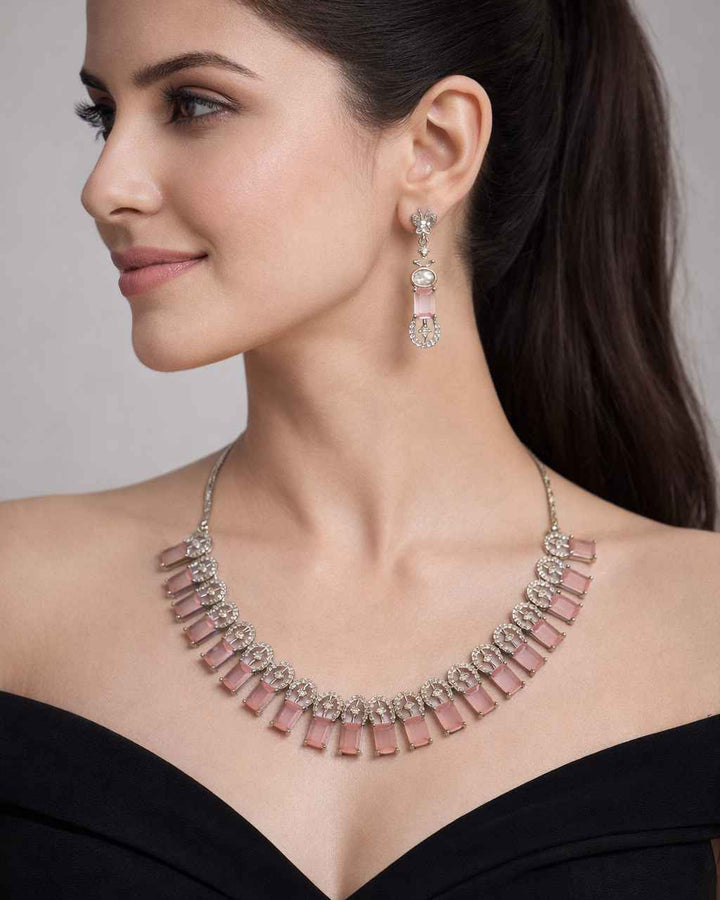 American Diamond Zirconia Layered Necklace Set Camila