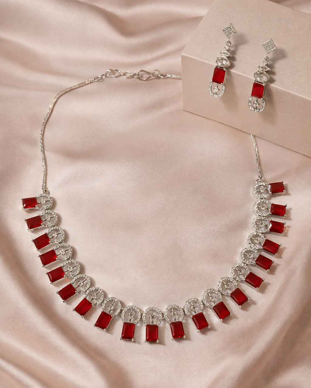 American Diamond Zirconia Layered Necklace Set Sofia
