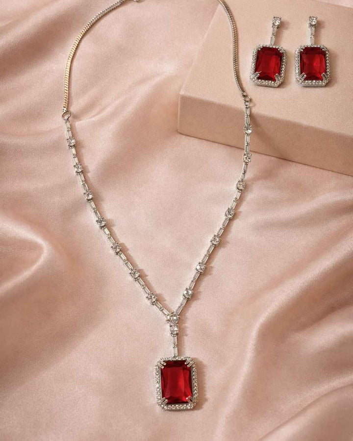 American Diamond Zirconia Layered Necklace Set Nora