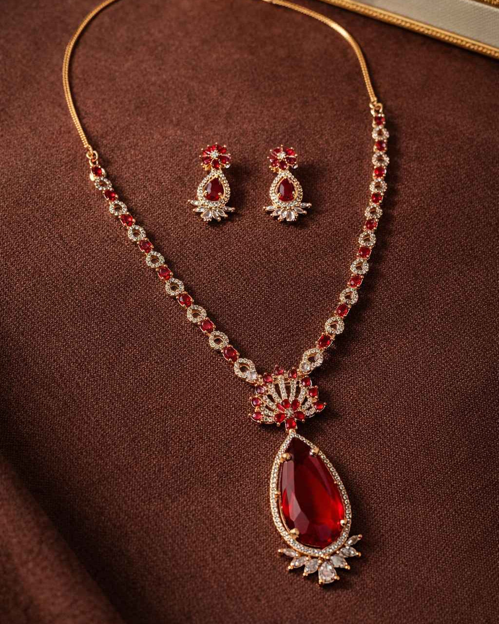 American Diamond Rose Gold Zirconia Layered Necklace Set Hazel