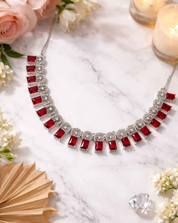 American Diamond Zirconia Layered Necklace Set Sofia