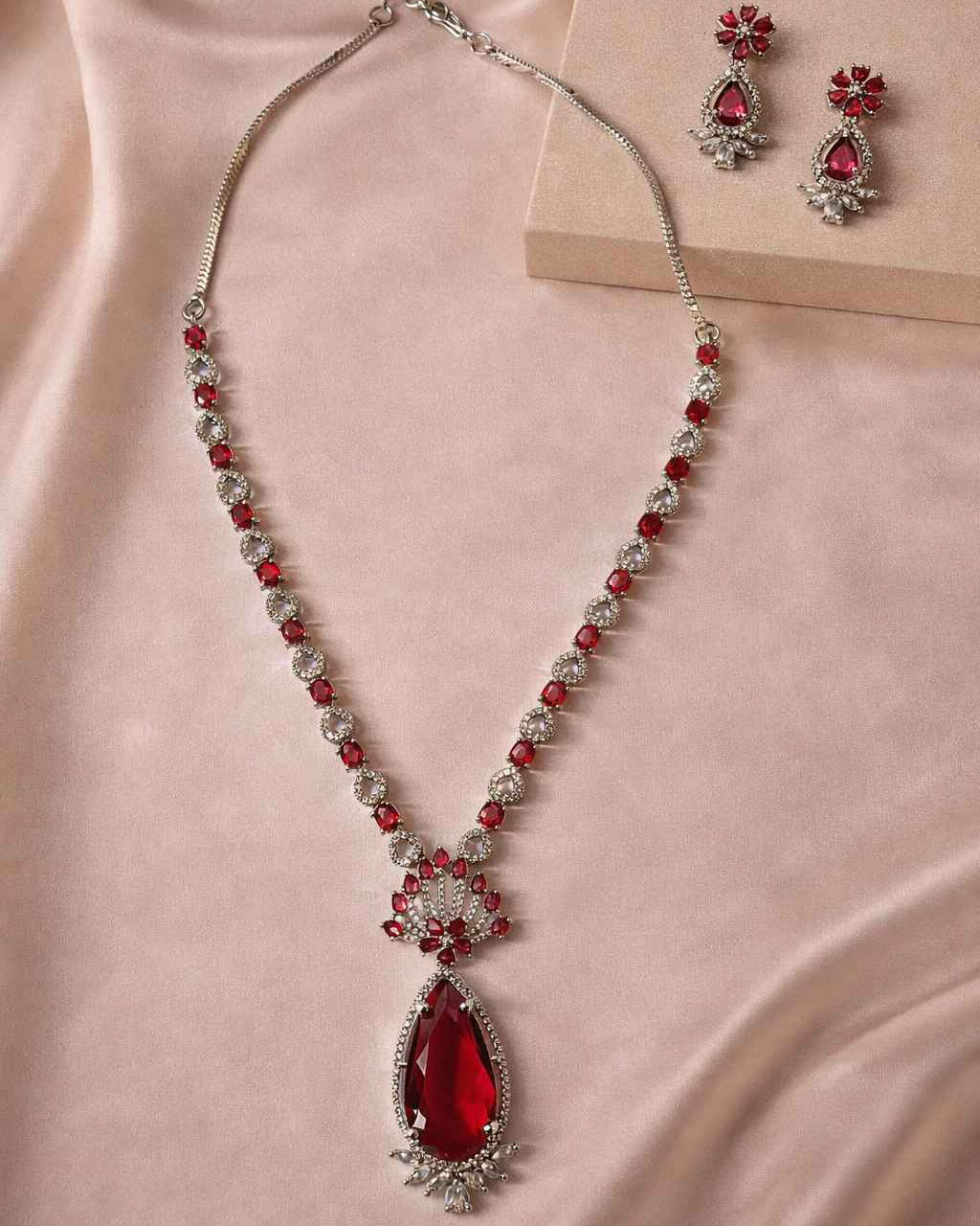 American Diamond Zirconia Layered Necklace Set Chloe