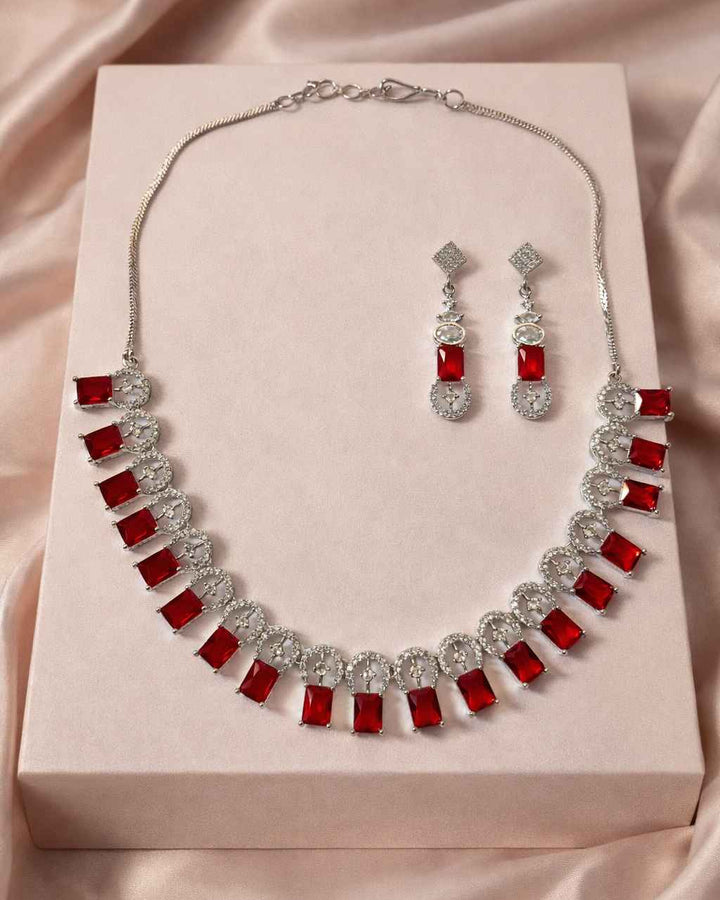 American Diamond Zirconia Layered Necklace Set Sofia