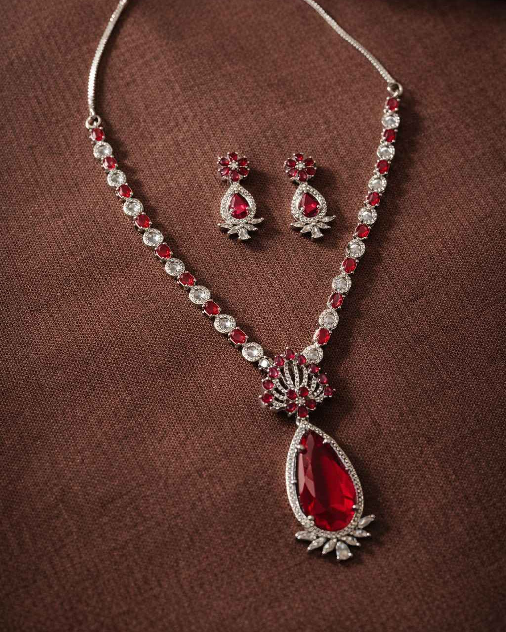 American Diamond Zirconia Layered Necklace Set Chloe