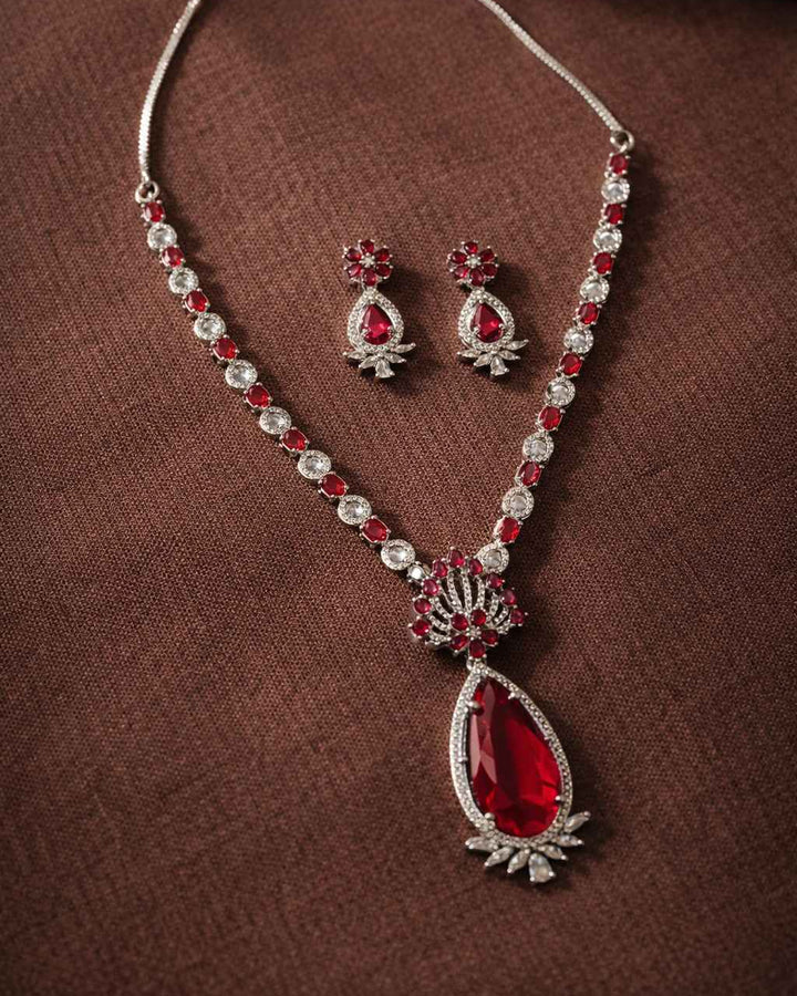 American Diamond Zirconia Layered Necklace Set Chloe