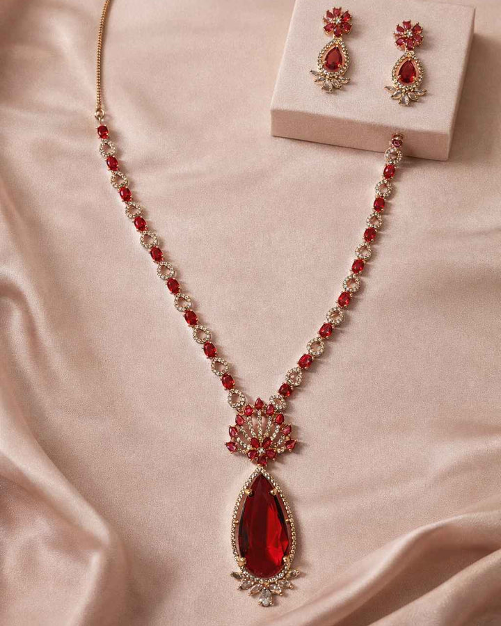 American Diamond Rose Gold Zirconia Layered Necklace Set Hazel