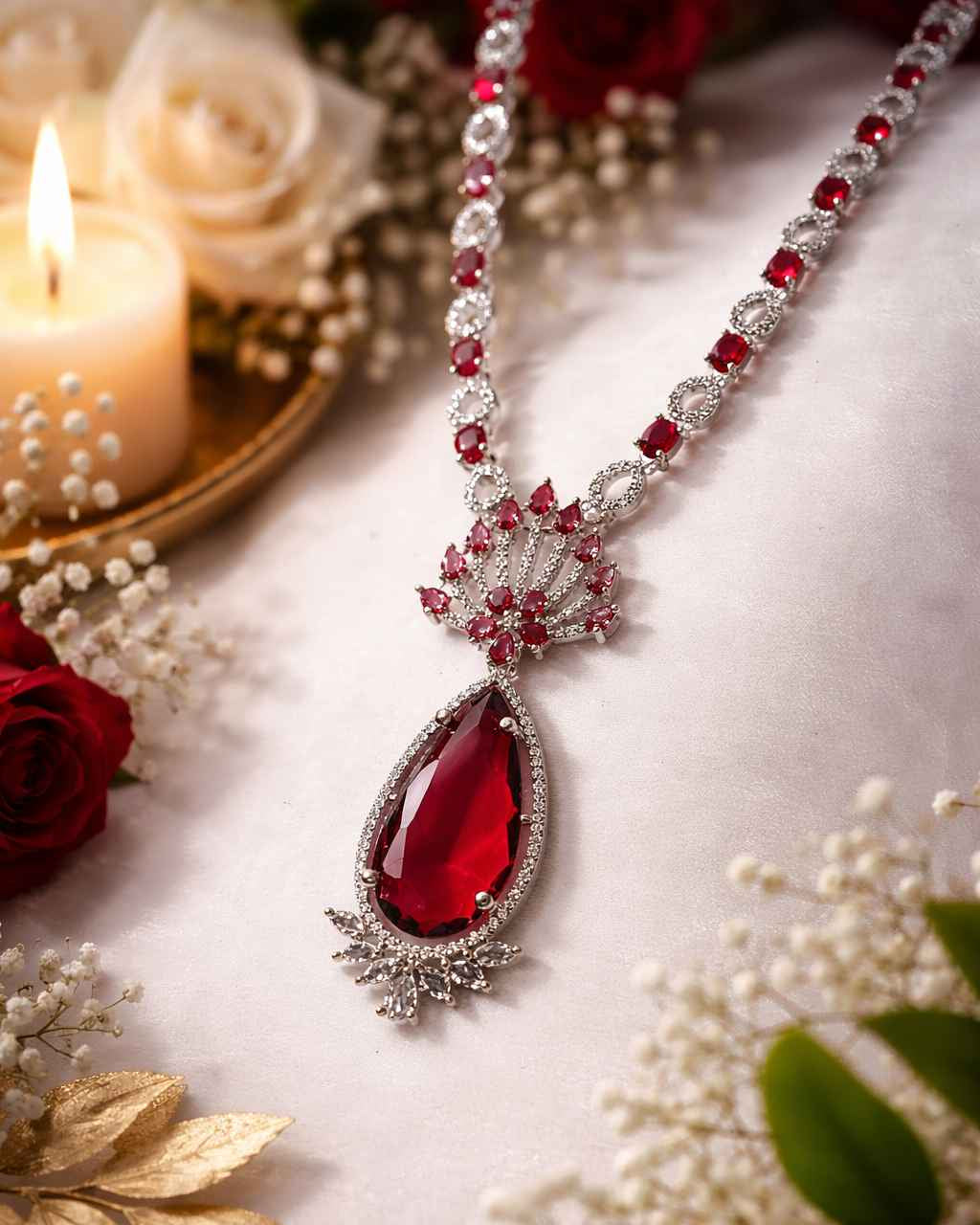 American Diamond Zirconia Layered Necklace Set Chloe