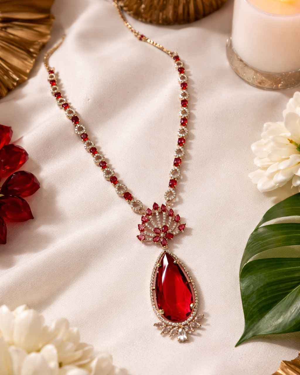 American Diamond Rose Gold Zirconia Layered Necklace Set Hazel