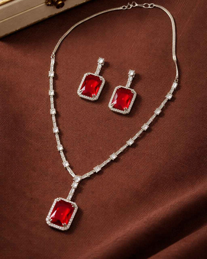 American Diamond Zirconia Layered Necklace Set Nora