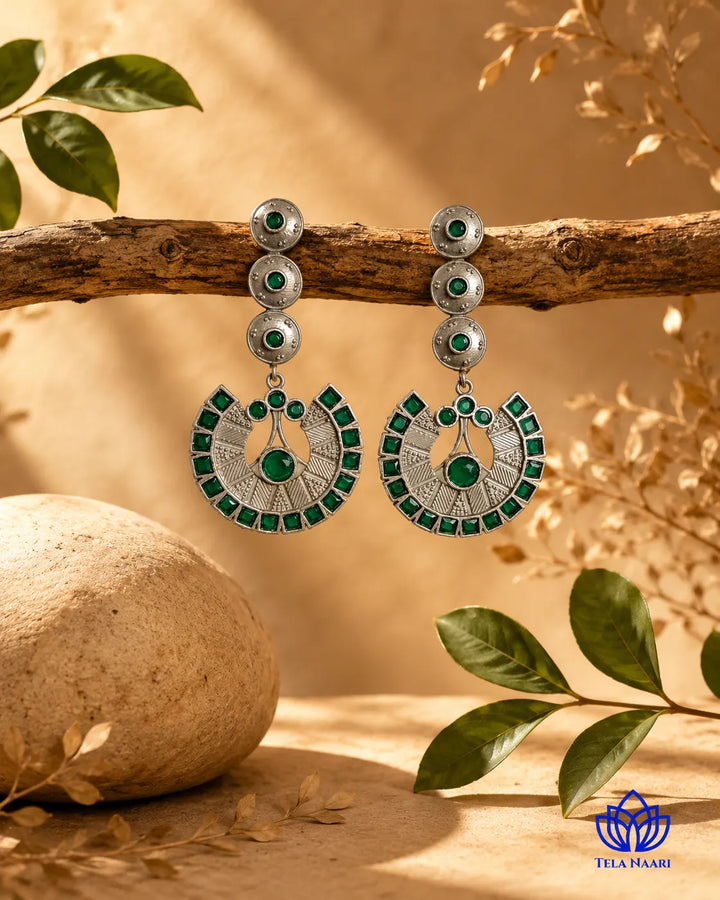 Emerald Vaji Green Chandbali Statement Earrings