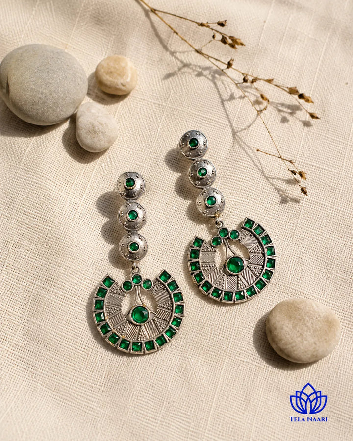 Emerald Vaji Green Chandbali Statement Earrings