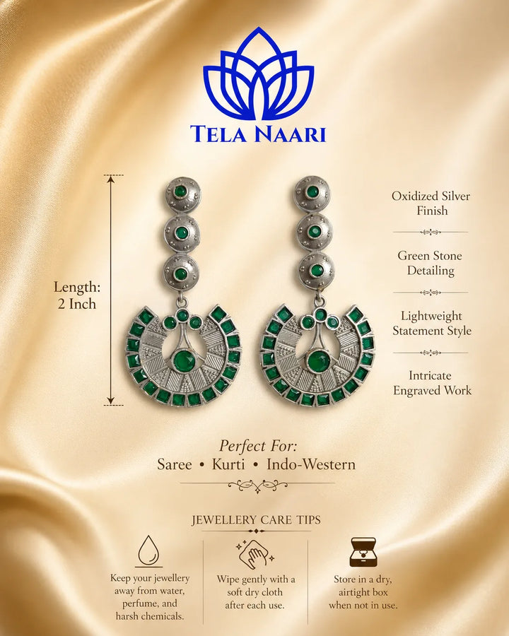 Emerald Vaji Green Chandbali Statement Earrings