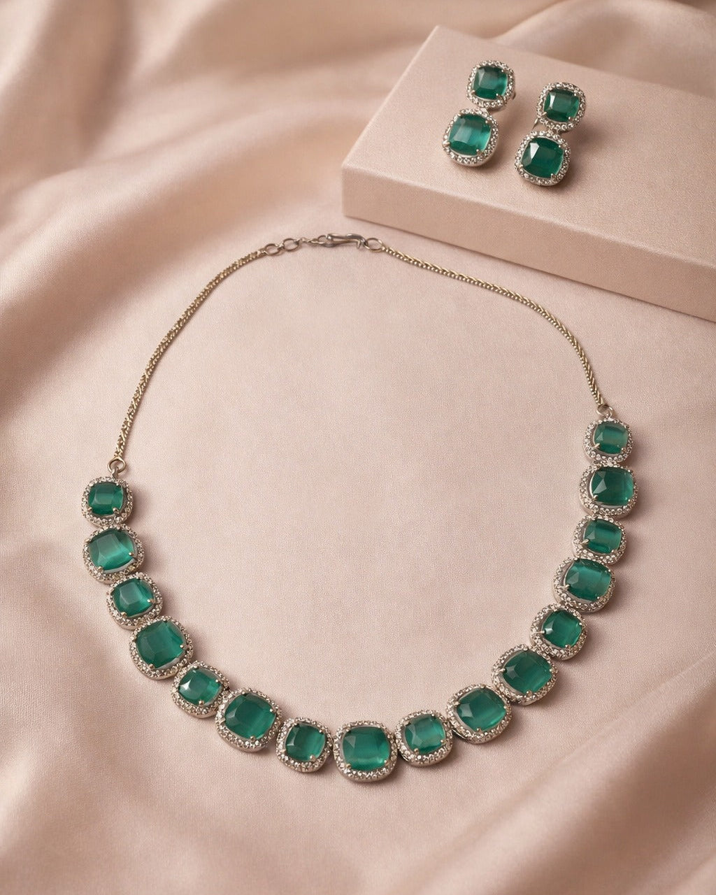 American Diamond Zirconia Layered Necklace Set Aria