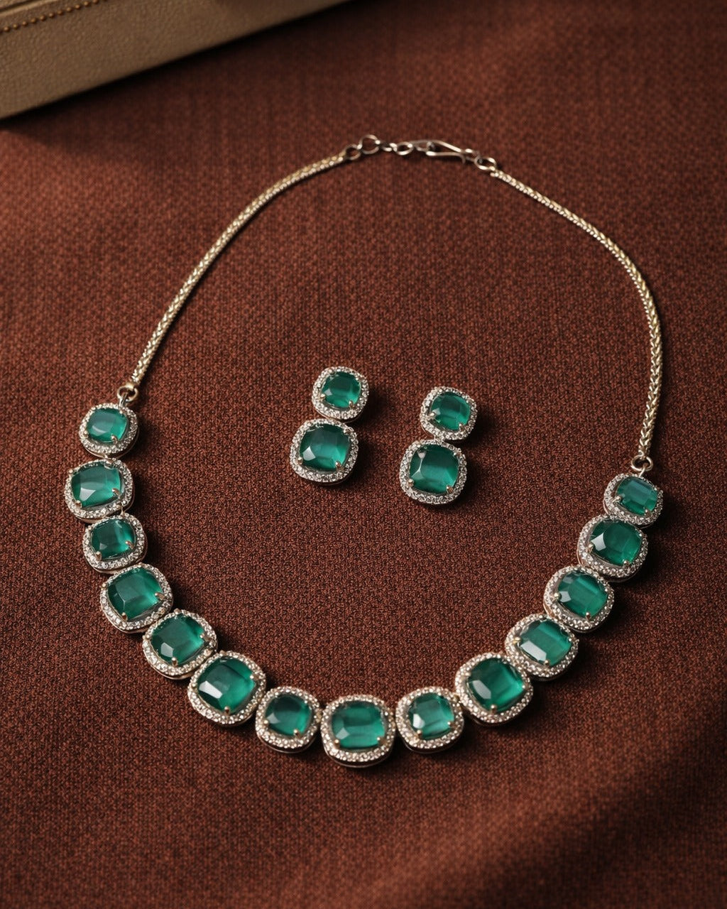 American Diamond Zirconia Layered Necklace Set Aria