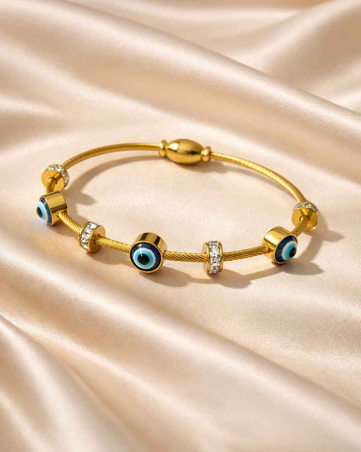 Evil Eye Charm Anti Tarnish Cuff Bracelet