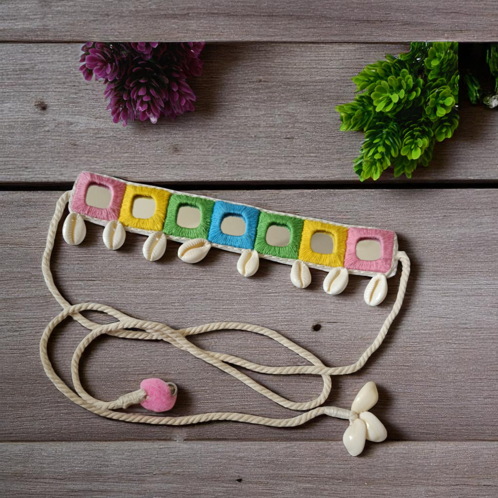 Tela Naari Handmade Pastel Cowrie Fabric Choker - TelaNaari