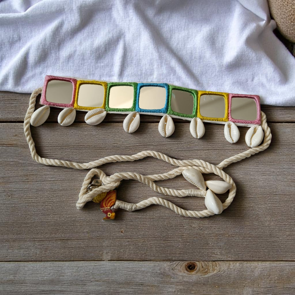 Tela Naari Colorful Handmade Mirror Work Shell Choker - TelaNaari