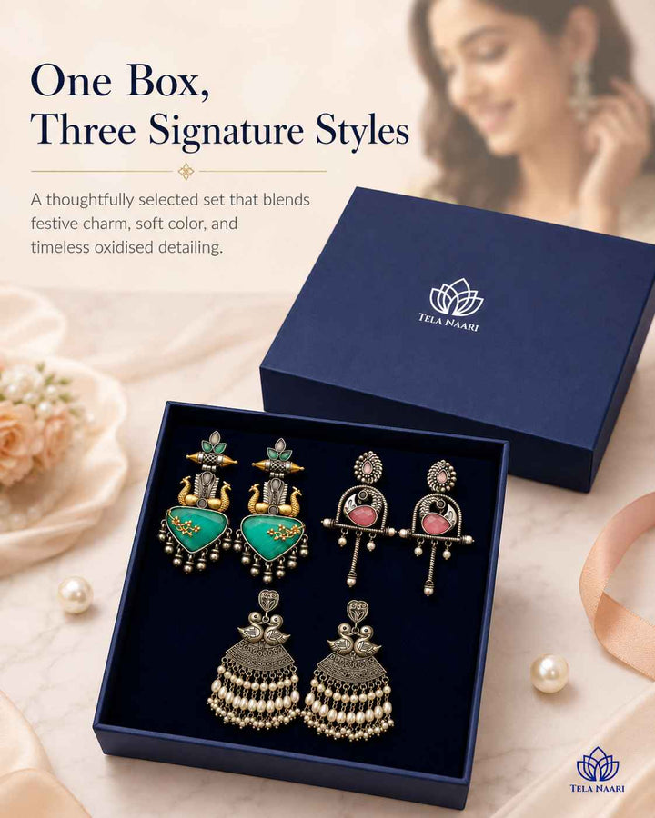 Lily Festive Hamper – Premium Box With 3 Pairs Of Earrings