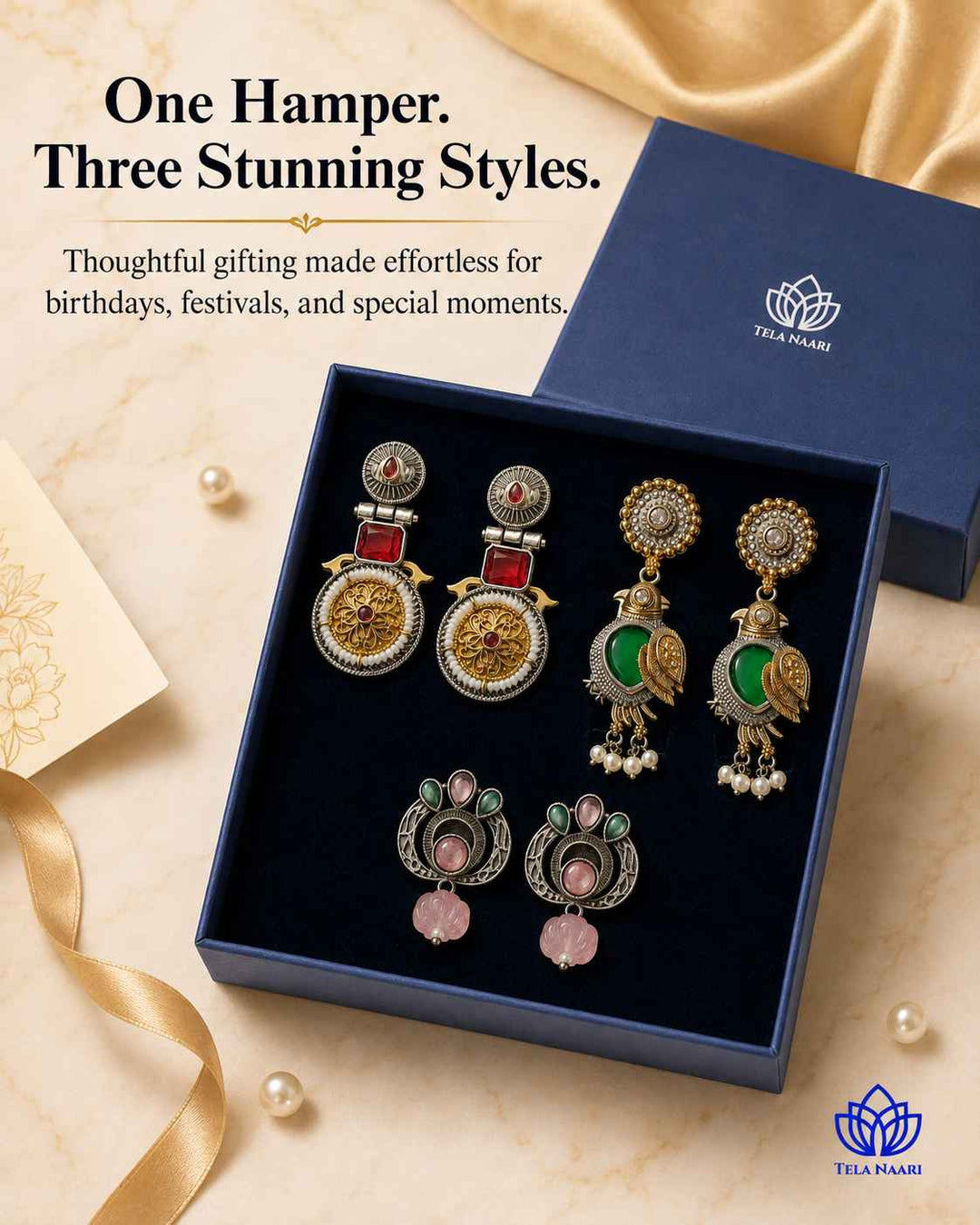Kyomi Festive Hamper – Premium Box With 3 Pairs Of Earrings