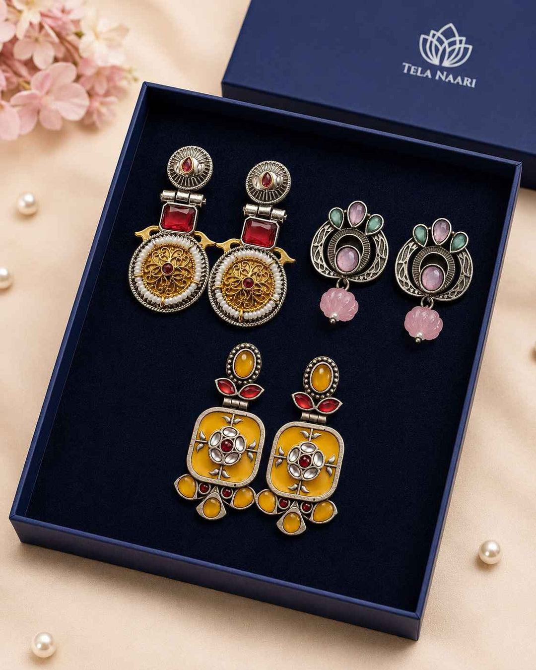 Naylani Festive Hamper – Premium Box With 3 Pairs Of Earrings