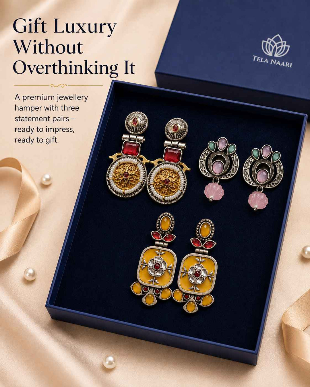 Naylani Festive Hamper – Premium Box With 3 Pairs Of Earrings