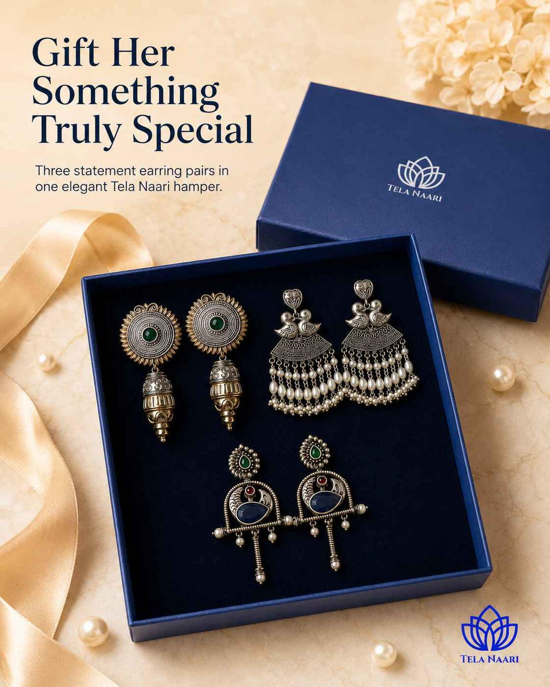 Belladona Festive Hamper – Premium Box With 3 Pairs Of Earrings