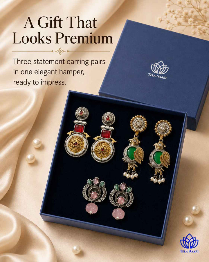Kyomi Festive Hamper – Premium Box With 3 Pairs Of Earrings