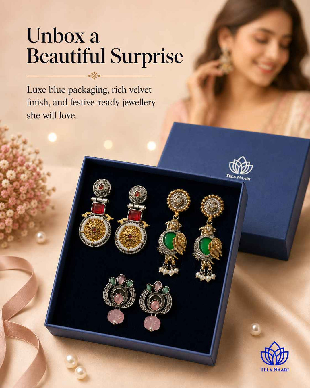Kyomi Festive Hamper – Premium Box With 3 Pairs Of Earrings