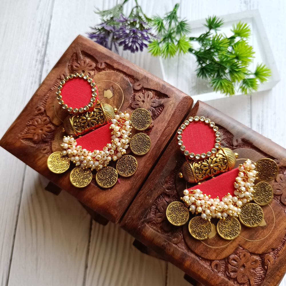 HANDMADE EARRINGS RED NAINA - TelaNaari