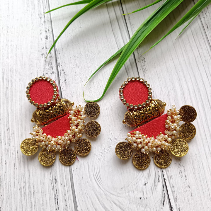 HANDMADE EARRINGS RED NAINA - TelaNaari