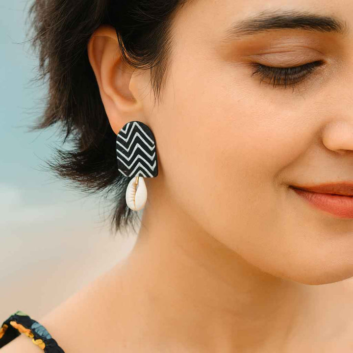 HAND PAINTED ANIYA EARRINGS BLACK