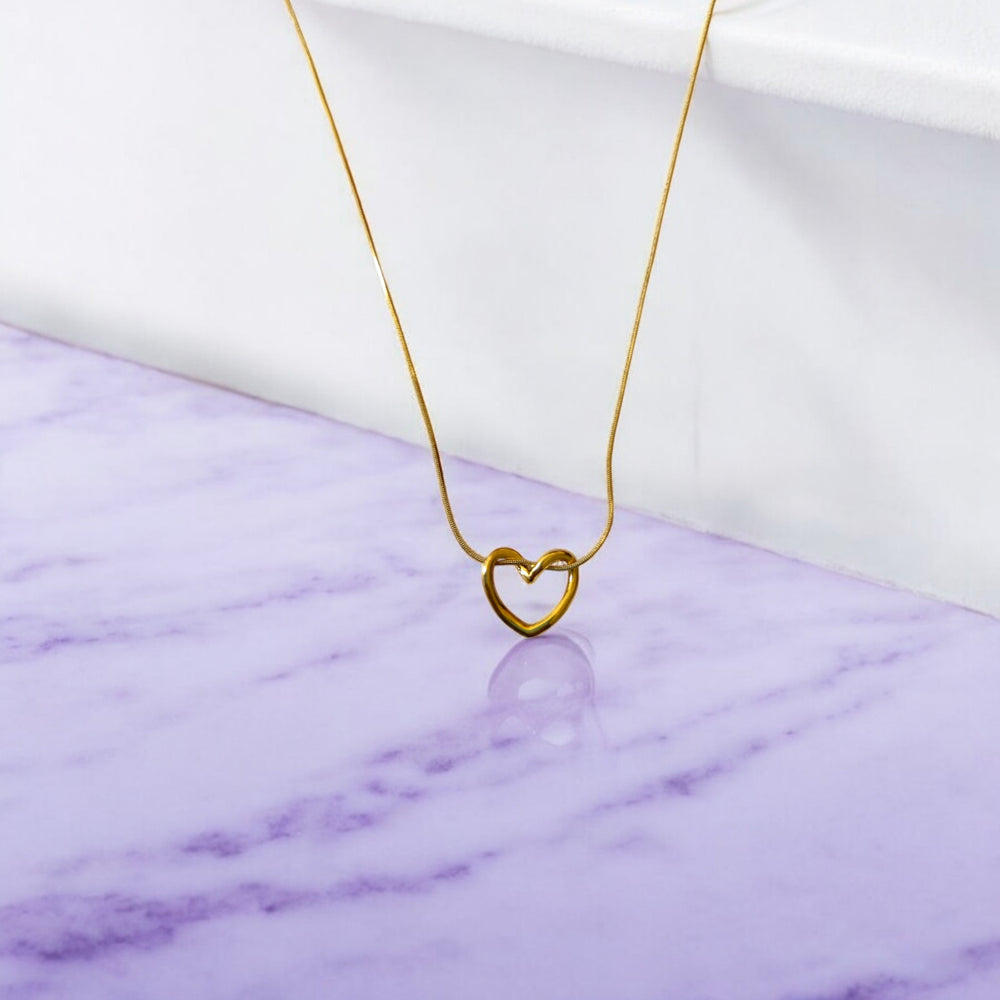 Tela Naari 18K Gold-Plated Tarnish Free Heart Pendant Chain Necklace - TelaNaari